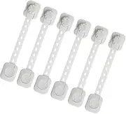 PEPLAYTAL 6 Pcs Safety Locks Adjustable Belt Lock for Cabinet Drawer Refrigerator Easy Operation with Strong Adhesive Tape Flexible and Removable White