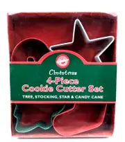 Wilton Christmas 4 piece Metal Cookie Cutter Set Tree Stocking Star Candy Cane