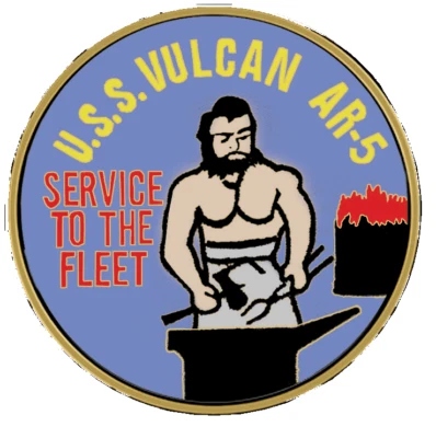 USS Vulcan Medallion for Box Cremation Urn/Flag Case - 2 Inch Diameter