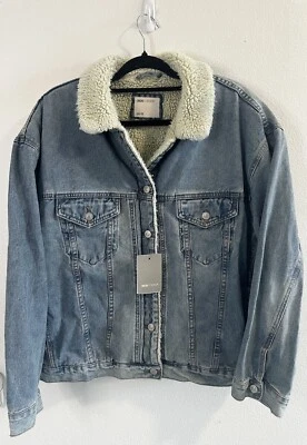 ASOS Borg Denim Borg Trucker Jacket w Sherpa Lining - UK 18 / US 14 - NWT