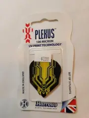 Harrows Plexus Yellow / Black Standard Dart Flights 1 set of 3 NEW OLD STOCK