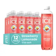 Sparkling Ice, Strawberry Lemonade Sparkling Water, Zero Sugar Flavored Water, w