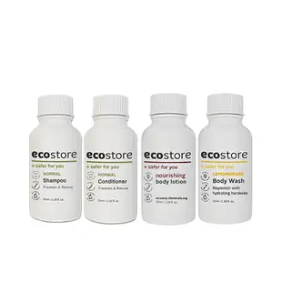 【ecostore 宜可誠】純淨清潔保養旅行 35ml (玫瑰荳蔻身體乳/沐浴露/一般中性洗髮精/潤髮乳)