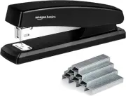 Amazon Basics Stapler with 1000 Staples, Office Stapler, 25 1-Pack, Black