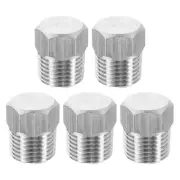 5pcs 304 Stainless Steel Pipe Plug Fitting 1/8" NPT Male Thread Outer Hex Head