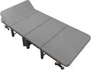 4 Fold Camping Bed w/Mattress Portable 6-Position Adjustable Sleeping Cots for Adults Heavy Duty Outdoor Guest Bed Chaise Sturdy Frame for Easy Storage