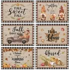 Fall Placemats Set of 6, 12 x 18 Inch Thanksgiving Place Mats Hello Autumn Ta...