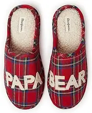 [Dearfoams] Men’s Papa Bear Clog Slipper – Charming, Cozy and Comfortable in Classic Patterns and Colors - Cushioned Insole with Memory Foam – Indoor/Outdoor Rubber Outsole