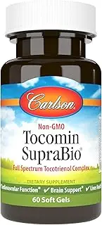 Carlson - Tocomin SupraBio, Bio-enhanced Tocotrienol Complex, Supports Healthy Brain & Cardiovascular System, 60 soft gels