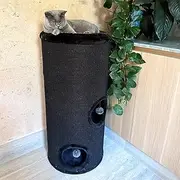 Cat Scratch Hideaway Luxe Drum, Black, 100cm Height - Cat House, Sisal, Soft Plush Material, Ventilated, Cat Tower