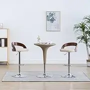 Bar Stools 2 pcs Cream Faux Leather and Bentwood Bar Chair