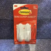 3M Command 2 Medium Designer HOOKS 4 Adhesive STRIPS Multi-Use White Wall 17081