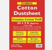 Cotton Dust Sheet Plastic Laminated Spill Protect Reusable Dustsheet 24ft x 3ft