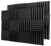 48pk Black Premium 2 inch Acoustic Foam Panel Tile Wall Studio Sound Proof