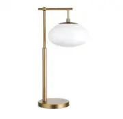 Arc Table Lamp 25" Brushed Brass, Milk White Globe