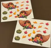 Creative Memories 4" x 5" Stickers- Lot of 2 Autumn leaves, cornucopia, ghourds