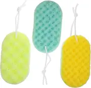 MERRYHAPY Bathing Exfoliating Sponge 3pcs Bath Sponges Set with Hanging Rope Soft Durable Shower Bathing Tools for Men Women