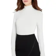 Alice and Olivia Womens Garrison Ivory Zip Front Shirt Cropped Top XS BHFO 0930