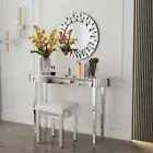 Shimmering Oval Dressing Table Mirror Reflection Entry ConsoleTable w/Lens Decor