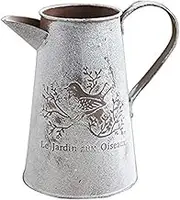 Rustic Shabby Chic Vase, French Rustic Style Small Metal Vase, Vintage Milk Jug Mini Pitcher Decorative Flower Vase Farmhouse Decor for Home, Kitchen, Bathroom-6.7 inch