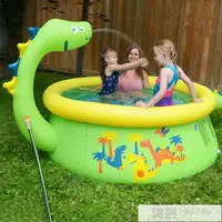 在飛比找樂天市場購物網優惠-兒童噴水游泳池噴水池加厚充氣游泳池戲水池嬰兒滑梯充氣泳池