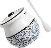 NAMOARLY Ceramic Storage Jar with Lid and Spoon High Temperature Resistant Spice Container Kitchen Canister for Sugar Salt and Seasonings for Home and Restaurant Use