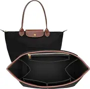 DOIAPUOS Felt Purse Organizer Insert for Longchamp Le Pliage L Bag Handbag Leather edge Longchamp Organizer Insert (Black, Large)