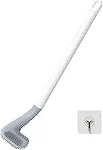 Long Handled Golf Toilet Brush, Wall Mounted Flexible Silicone Toilet Bowl Cleaning Brush, 360° Deep Golf Toilet Bowl Cleaning Brush, Quick Drying Toilet Brushes for Bathroom, with 1 Hook(White)