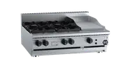 B+S Black Combination Four Open Burners & 300mm Grill Plate Bench Mounted LPG