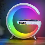 Alarm Clock LED Atmosphere Light Wireless Charger Desk Lamp Bluetooth Music Lamp