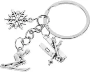 ibasenice Snowboard Keychain Pendant Metal Snowflake Charm Keyring for Skiing Enthusiasts Elegant Skiing Decoration Robust Durable Bag Pendant for Men and Women