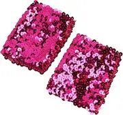 [WYLZLKX] Stylish Stretchy Elastic Arm Warmers Sparkly Sequin Costume Women Cuffs with Stunning Sequins, Rose Red, Approx.7x10cm/2.76x3.94''