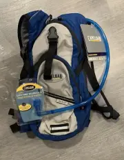 CamelBak Mini M.U.L.E. Kids Hydration Backpack for Hiking, 50 oz, Blue/Grey