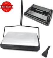 Quiet Carpet Sweeper Manual Roller Brush Pig-Bristle Floor Cleaner Silver House/