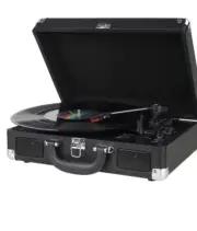 Bluetooth Record Player 3 Speeds Turntable with Built-in Stereo Speakers, Black