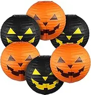 Blulu 6 Pieces Halloween Hanging Paper Lanterns Set, Halloween Pumpkin Paper Jack-O'-Lantern for Halloween Spooky Home Party Decoration, 11.8 x 11 Inch