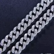 "Crashot" 14K White Silver Gold Tone Finish Custom Icy Miami Cuban Chain 16 MM