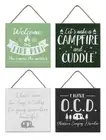 Firepit Camp Fire and Cuddle Camper Wall Signs Set of 4 Painted Wood