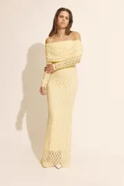 adoni off shoulder maxi dress in canary yellow