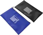 COOPHYA Bank Bags Zipper Money Pouch Zipper Coin Bag for Cash Envelope Money Pouch Window Design Pu Leather Craftsmanship