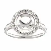 Sterling Silver Round Cut Solitaire Ring Setting - Classic Rope Lasso Style Ring