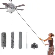 5-in-1 Extendable Duster Cleaning Kit with 2.5m Telescopic Pole and Washable Microfiber Heads