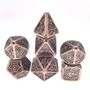 7Pc DND Metal Dice Set RPG Polyhedral Dice for Role Playing Game Dice Copper Red
