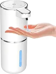 Sylfu Automatic Touchless Liquid Soap Dispenser 400ml USB Rechargeable White 4-Level Adjustable Hand Free Pump for Bathroom Kitchen