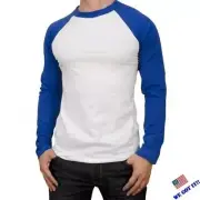 Long Sleeve S-2XL Plain BaseBall T-Shirts Raglan Jersey Vintage Tee New Men's