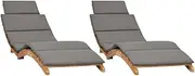 vidaXL Ergonomically Designed Sun Loungers with Cushions - 2pcs, Solid Wood Teak, Foldable & Adjustable, Dark Grey