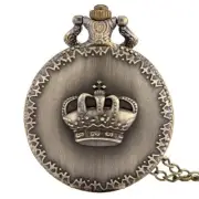 Vintage Style Crown Pocket Watch Quartz Movement, Roman Numerals (Men/Women)