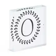 Letter O Floral Wreath Alphabet Acrylic Photo Block Frame Flowers