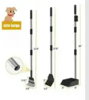 Dog Pooper Scooper Large Dogs Long Handle Metal Tray Rake Spade 3 Pc Set NEW