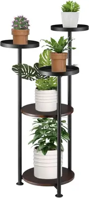 5 Tier Plant Stand Flower Pot Metal Corner Shelf Holder Indoor Display Unit Outdoor Garden Plywood Storage Rack